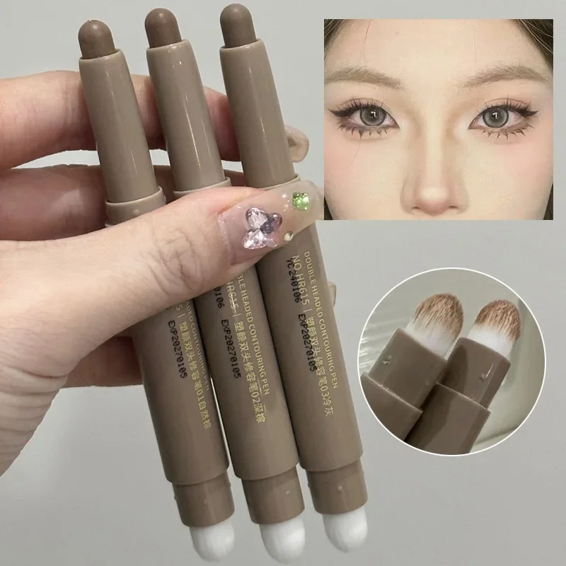 Neusschaduw Bronzer Contouring Make-up Pen Natuurlijk Grijs Bruin Driedimensionaal Gezicht Matte Schaduw Crème Contour Met Borstel Make-up