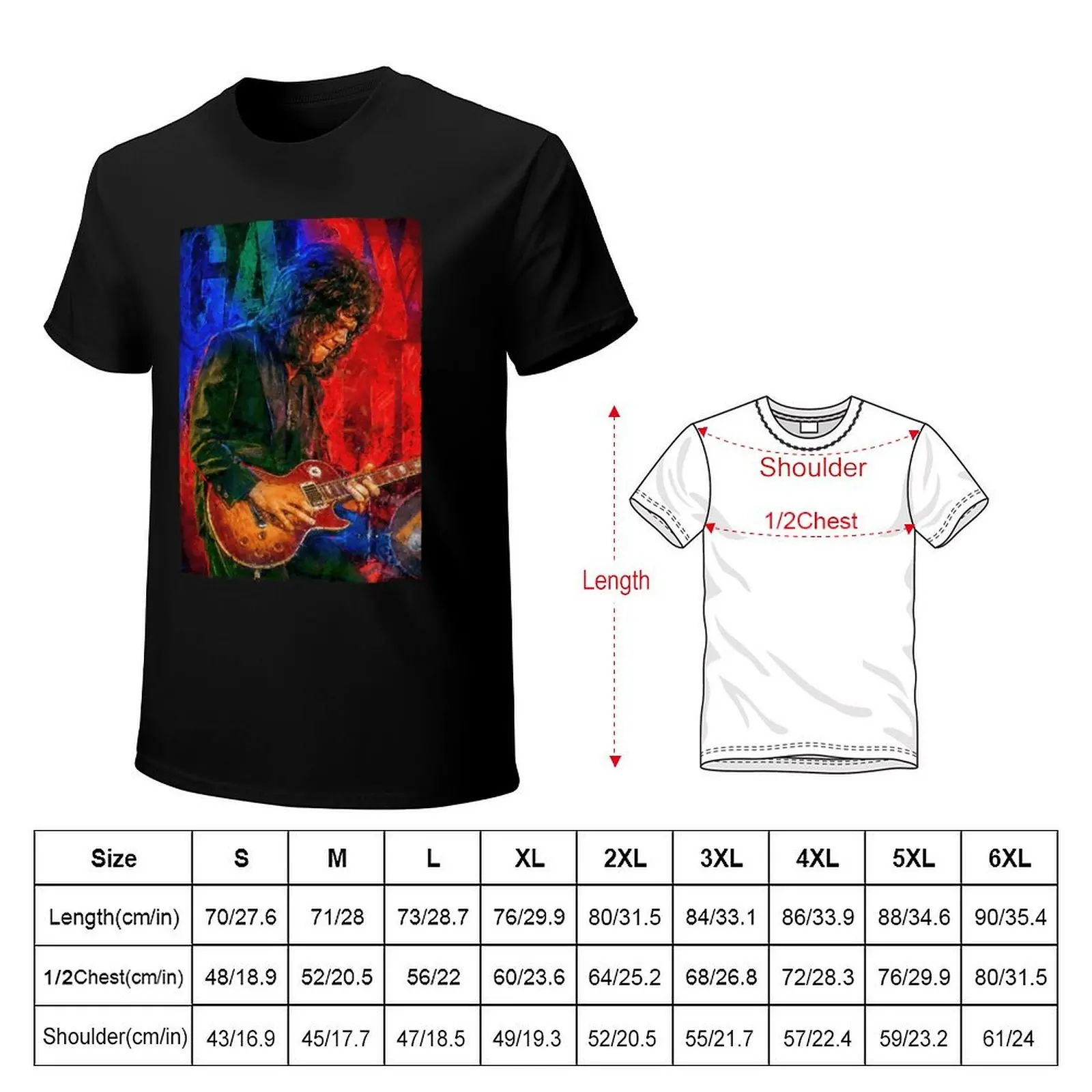 Gary moore tribute portrait T-Shirt Fashion Print Casual Short Sleeve