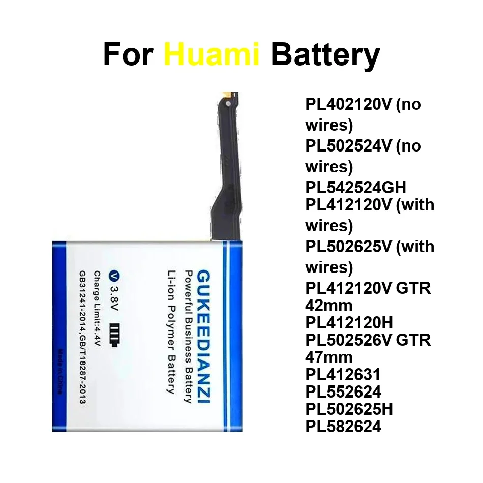 

PL412631 PL412120H Battery For Huami Amazfit Ares Gtr22e Trex 2 Gtr 2E 3PRO 47MM A1808 Smart Sport Watch 3 4 42MM Lite Pro