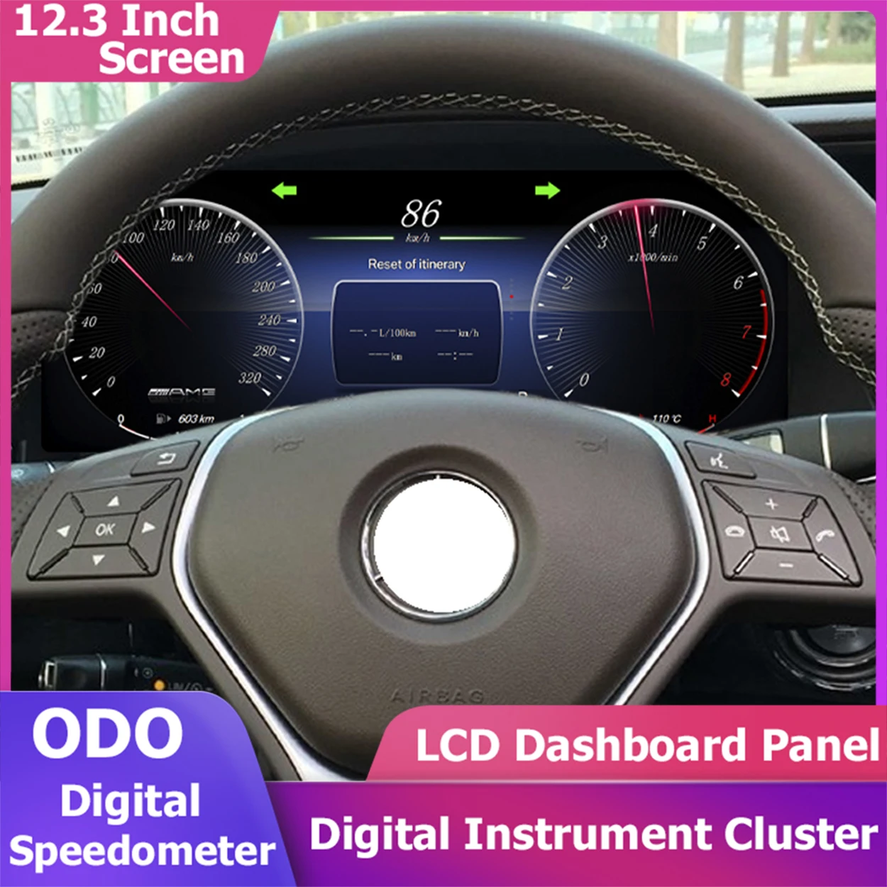 

Dashboard For Mercedes Benz GLK-Class X204 2010-2015 Digital Instrument Gauge Cluster Speedometer LCD Panel Odometer Tachometer