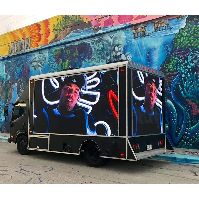 Outdoor Giant P4 P5 P6 Mobile Vehicle Marketing Restaurant Truck Novastar Commercial Led Billboard Display Advertising Screen