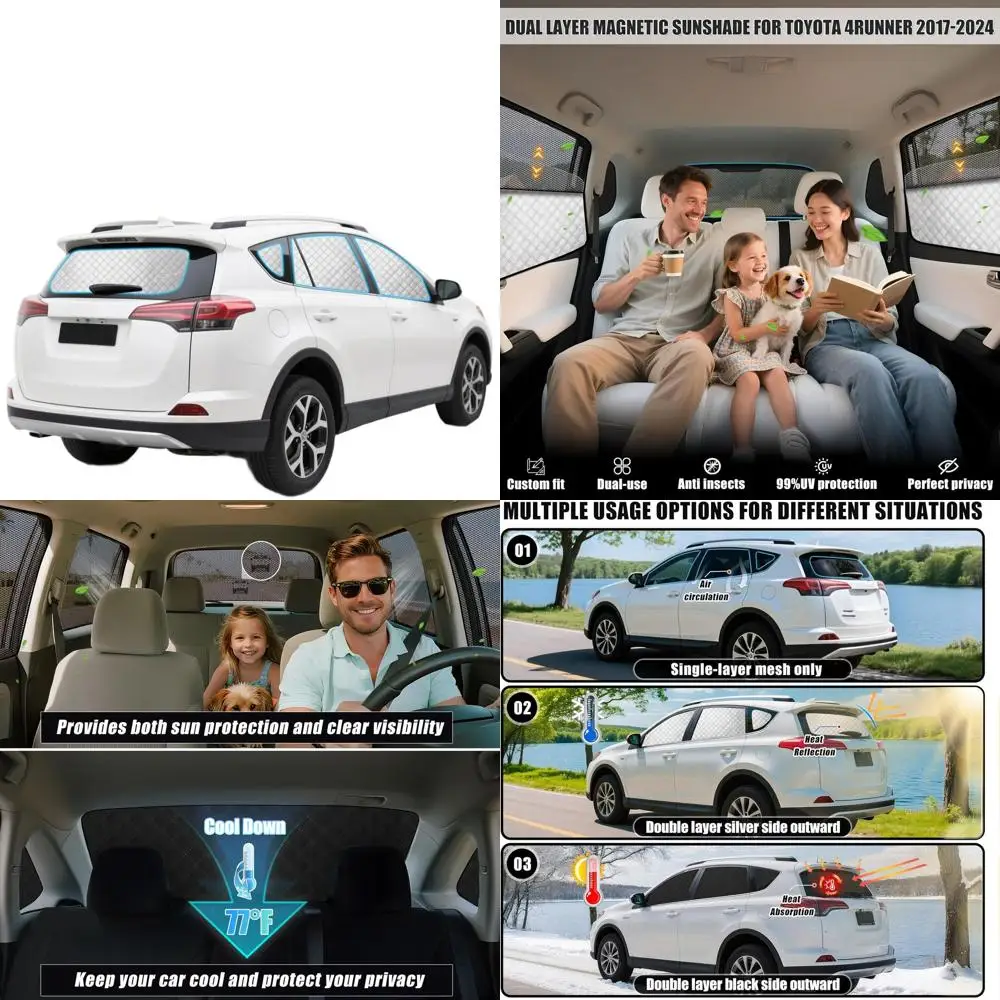 

Двухслойные автомобильные оконные шторы с защитой от конфиденциальности и ультрафиолета для боковых и задних окон Toyota RAV4 2019-2024 гг.
