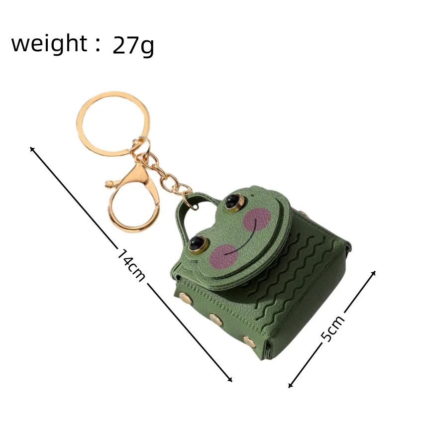 New Creative Leather Frog Coin Purse Car Key Chain Bag Pendant Bluetooth Headset Bag Personality Cute Keychain