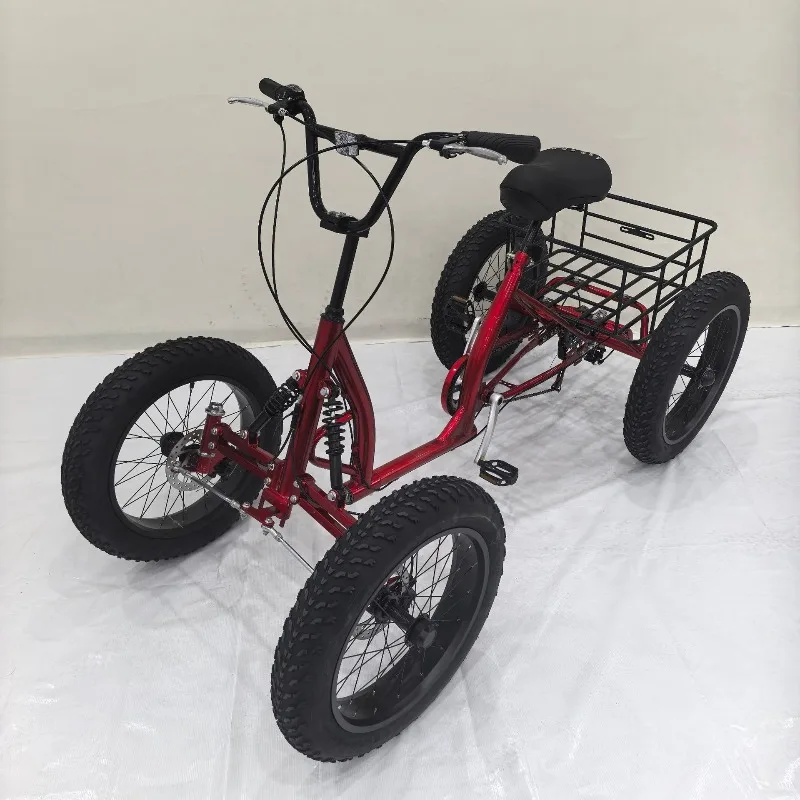 tire 4 wheel bicycle pedal four wheeler can be used as cargo for city travel with storage basket bicicleta 20inch cargo bike fat
