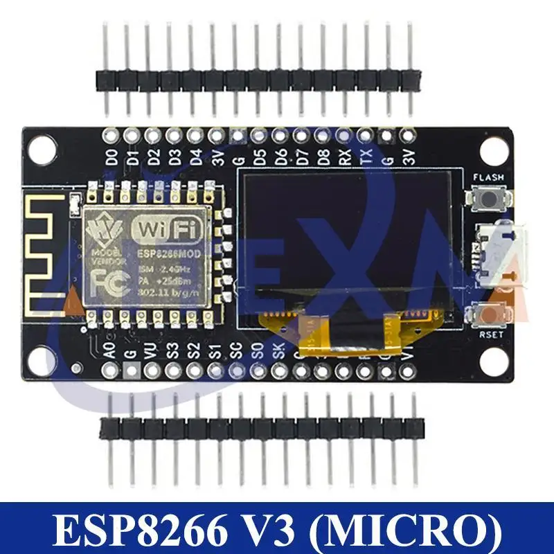 NodeMCU ESP8266 V3 Development Board With 0.96 Inch OLED Display CH340 ESP-12F WiFi Module TYPE-C USB For Arduino/Micropython