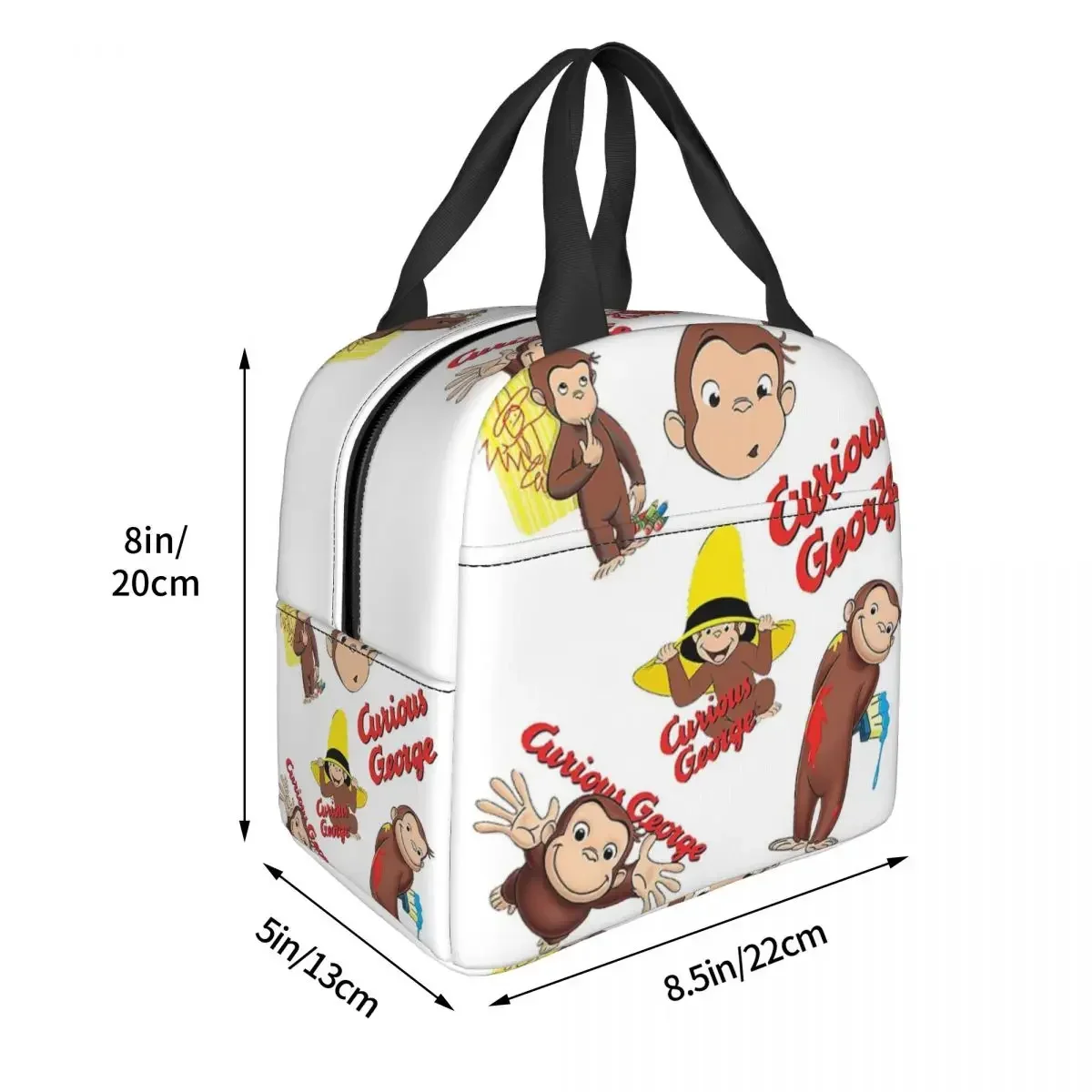 Curious George Insulated Lunch Bags Portable Picnic Bags Thermal Cooler Lunch Box Lunch Tote for Woman Work Children School