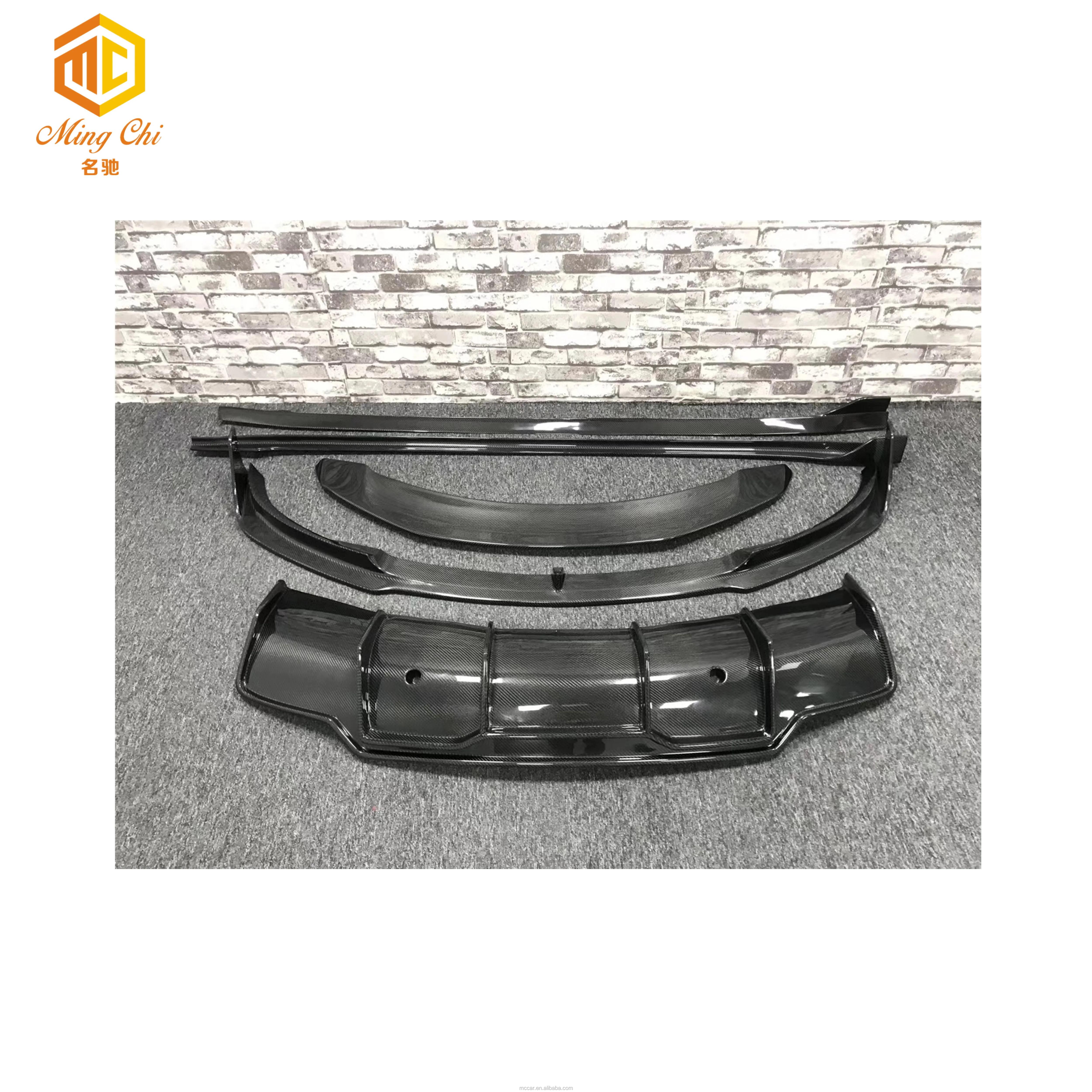 V style model 3 body kit carbon fiber front lip diffuser side skirt spoiler for Tesla Model3