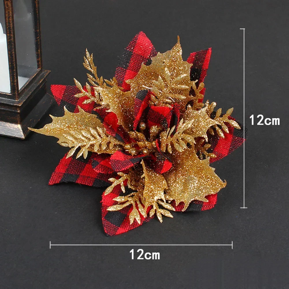 

10pcs Christmas Tree Sequins Flower Hanging Christmas Tree Decor Fake Flowers Xmas Ornament Flower Home Tree Festival Decoration