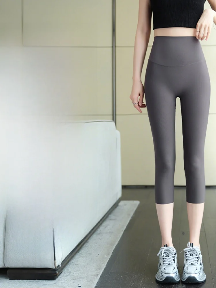 New 2025 Women's High Waist Ice Silk ark Pants Thin Fitn Yoga Tummy Control Butt Lifting Summer Outdoor Wear Base Layer