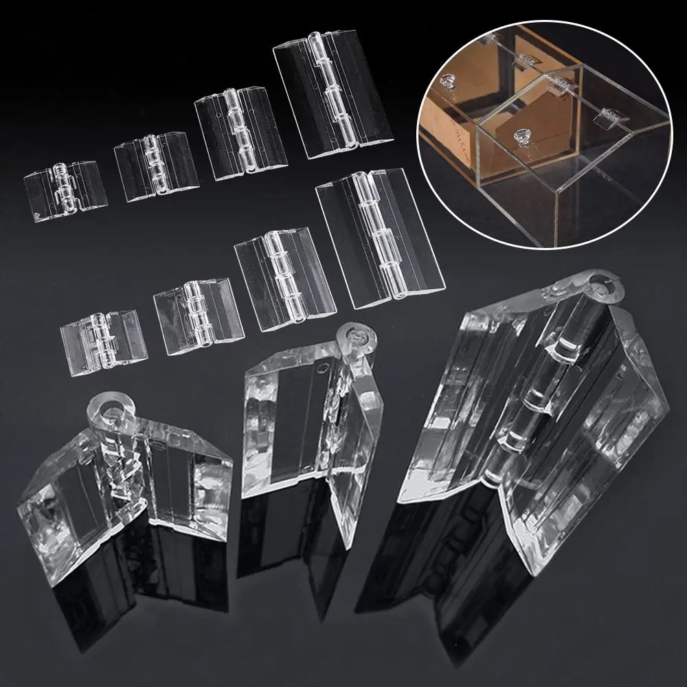 2Pcs Transparent Plastic Folding Hinge Durable Clear Acrylic Door Hinges Foldable ABS Furniture Hardware Cabinet Door