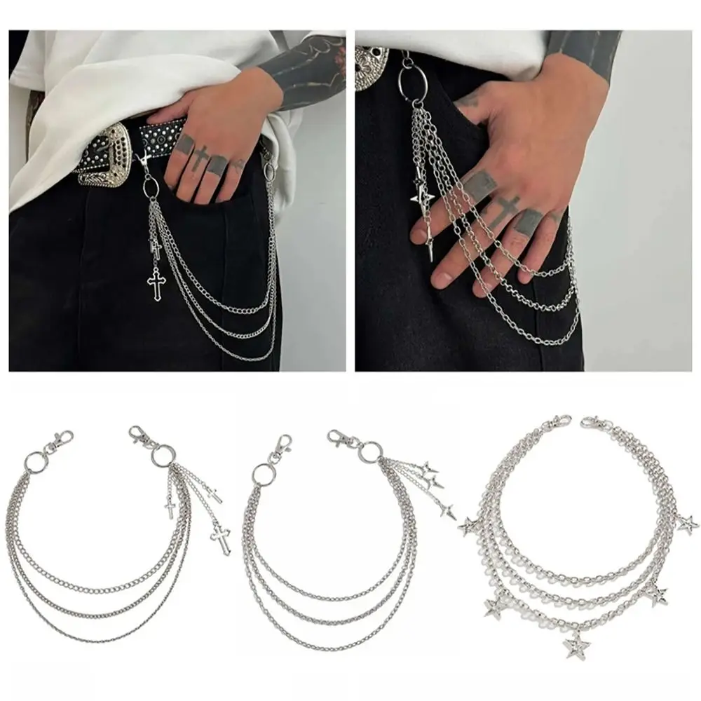 الإبداعية المعادن الصليب قلادة المحفظة سلسلة متعدد الطبقات هيكل الصليب قلادة متعدد الطبقات سلسلة السراويل المعدنية المفاتيح هدية
