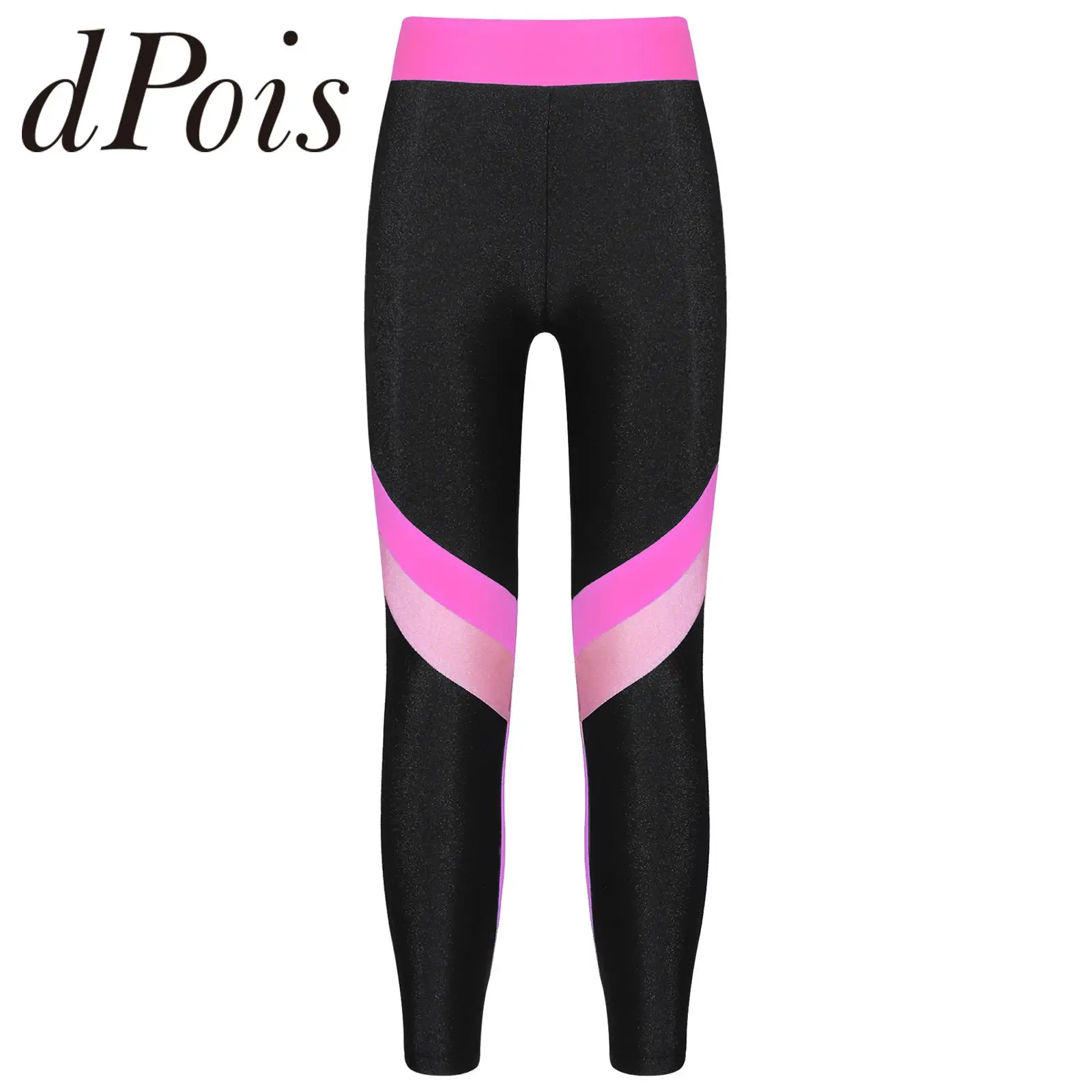 

Children's Yoga Pants Colorblock Leggings for Girls Kids Elastic Waistband Tights for Dancing Running Gymnastics Skinny Trousers