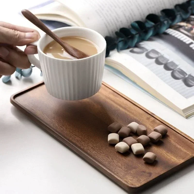 Wooden Tray Rectangular Fruit Snack Food Storage Tray Hotel Home Kung Fu Tea Tray Decorative Items