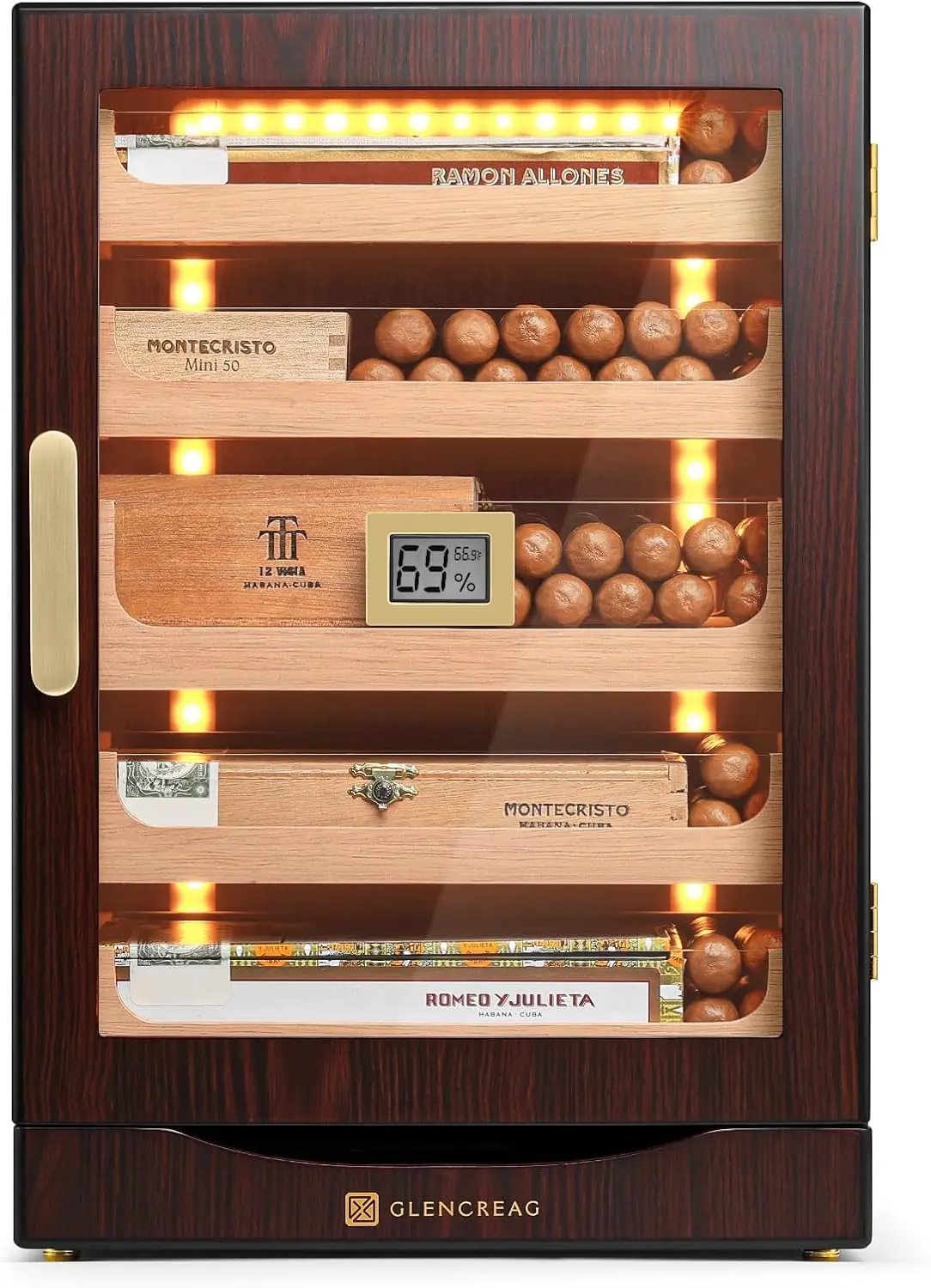 ^For Cigar Humidor Cabinet with Automatic LED Light, Extra Large Size for 250 Cigars, Spanish Cedar Lining, Tight-Seal Magnetic