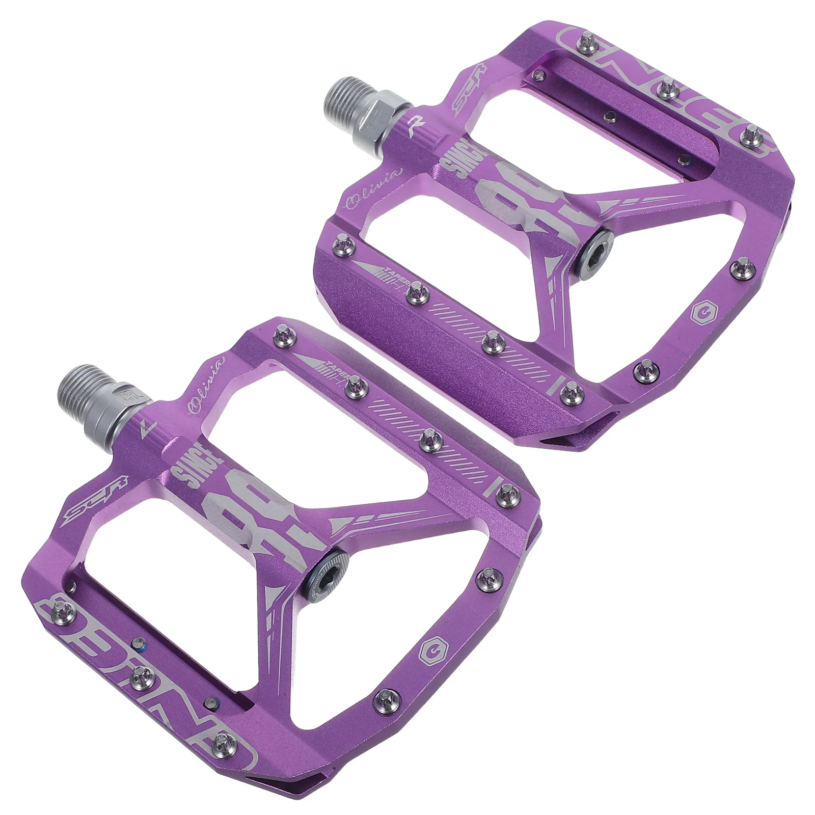 

1 Pair Universal Mountain Bike Pedal Purple Non-Slip Flat Platform For Long Ride Commuting Durable Metal Pedals Suitable Cycling