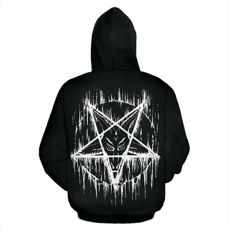 Satanic Pentagram Drip Hoodie Be Advised These Hoodies Are blend Material Different Than A Normal Hoodie-Pentagram