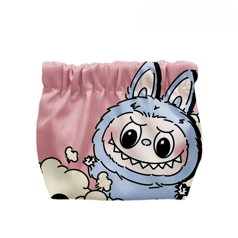 New style Labubus cartoon peripheral multi-image printed drawstring drawstring large capacity portable double-sided storage bag