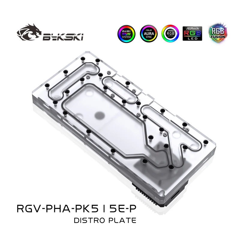 Bykski Distro Plate For PHANTEKS 515ETG Case,PC Water Cooling Waterway Board Acrylic Reservoir 12V/5V RGB SYNC, RGV-PHA-PK515E-P