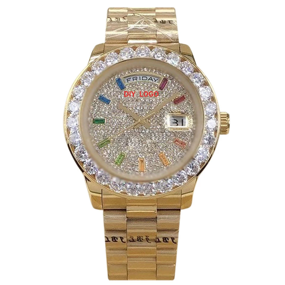 Customized Logo40mmmen's watch, diamond watch, mechanical movement and calendar window, best gifts for men