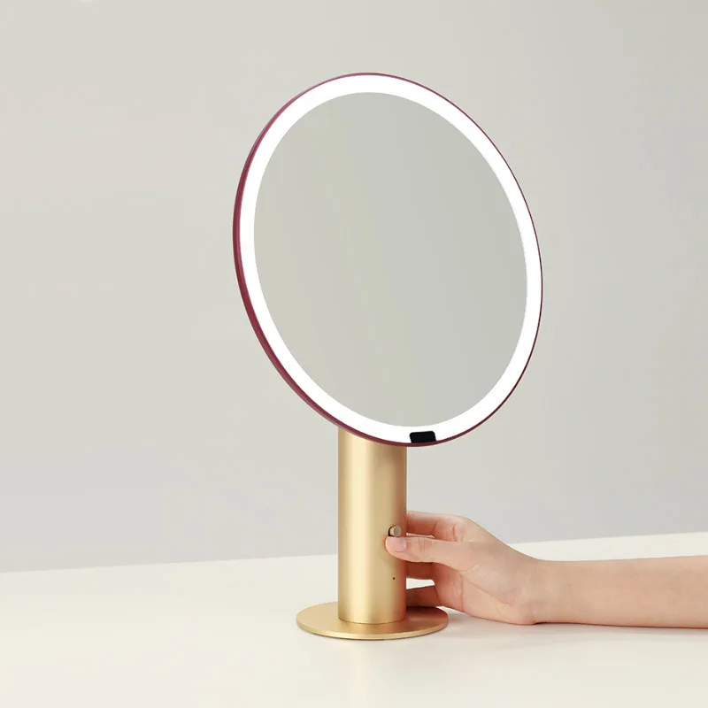 

Makeup mirror rechargeable with light, three-light adjustable vanity mirror desktop fill light mirror