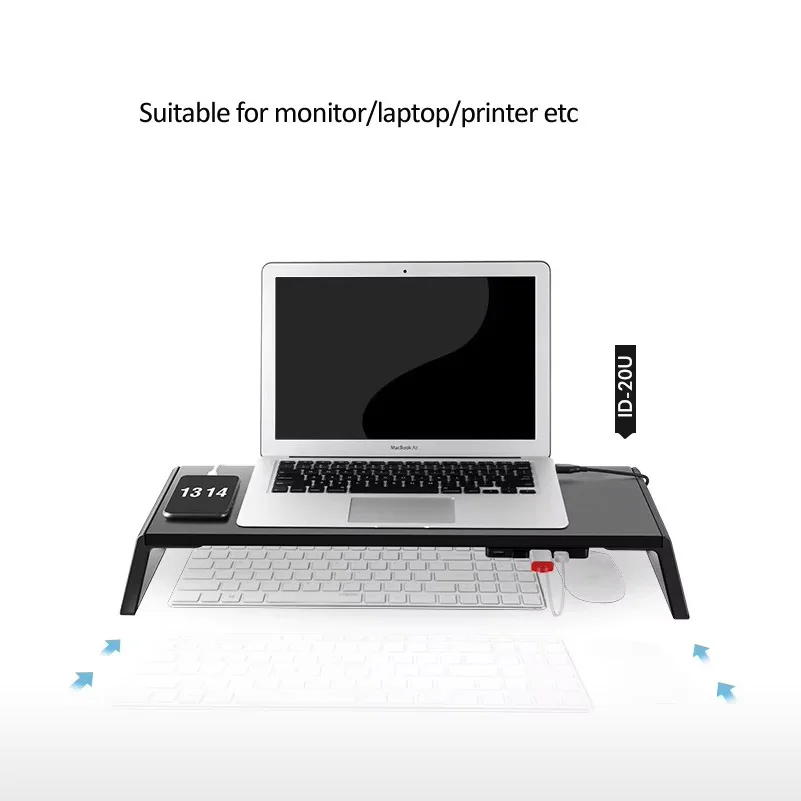 D-MOUNT ID-20U PC office computer riser stand simple aluminum wood screen increase height holder mount