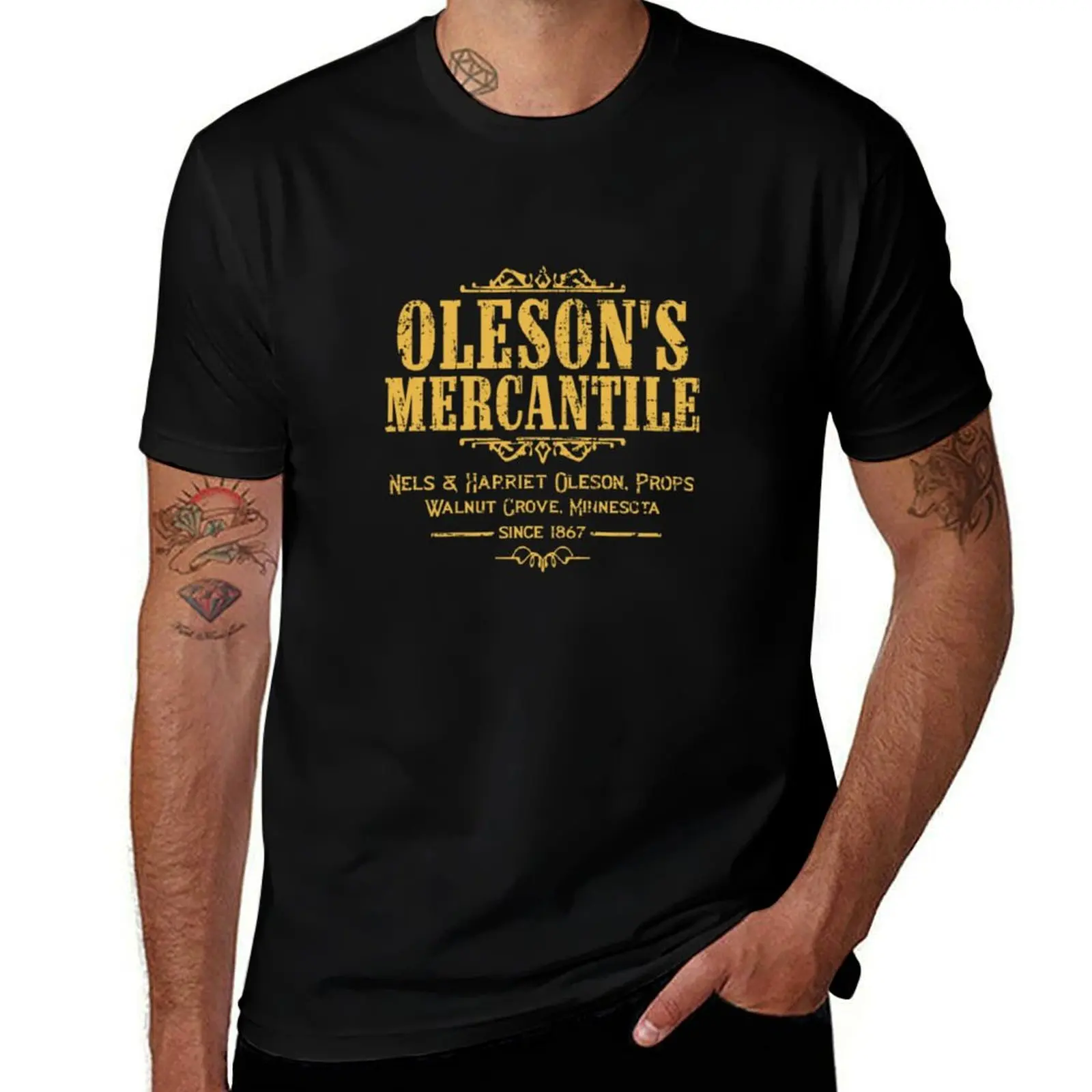 Oleson's Mercantile - From Little House on the Prairie T-Shirt Short sleeve tee croswit shirt man mens clothing