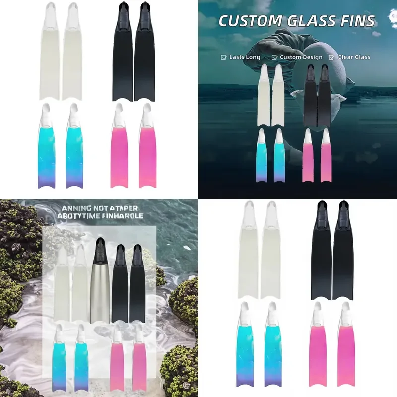 Custom Personalized Pattern Transparent Durable  Scuba Freediving Fins Underwater Snorkeling Spearfishing