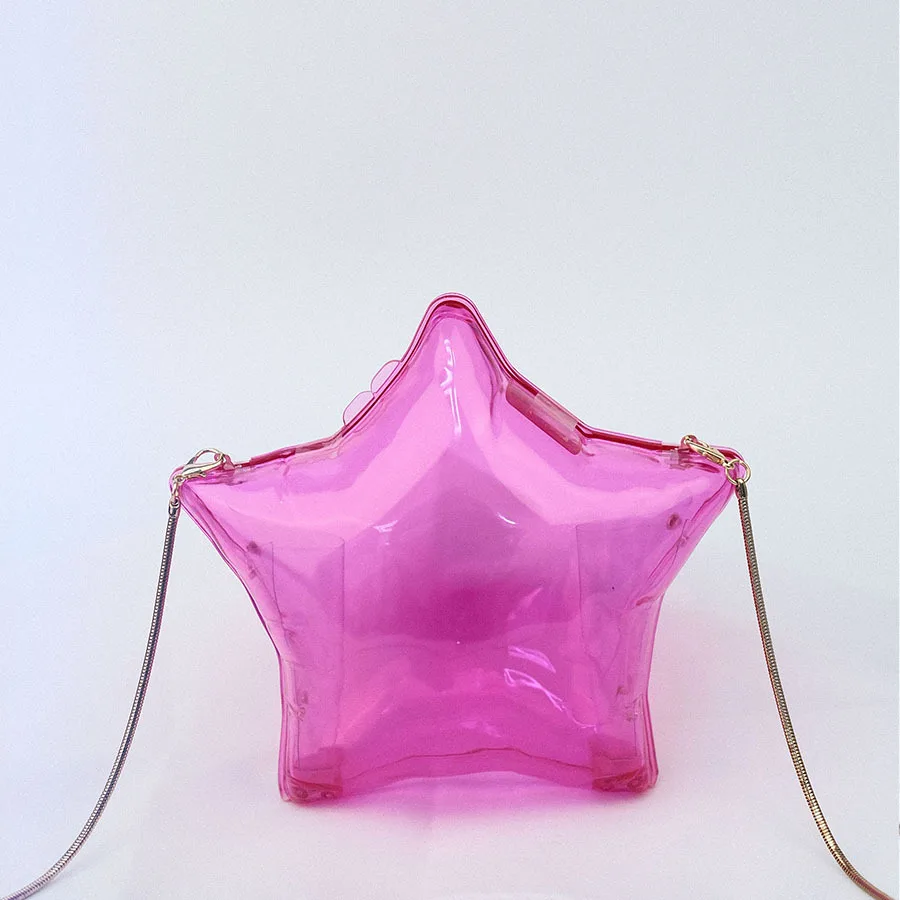 

Transparent Acrylic Shiny Mini Pentagonal Star Bag Ins Small Cute Exquisite Box Bag Unisex Metal Chain Pvc Party Crossbody Bag