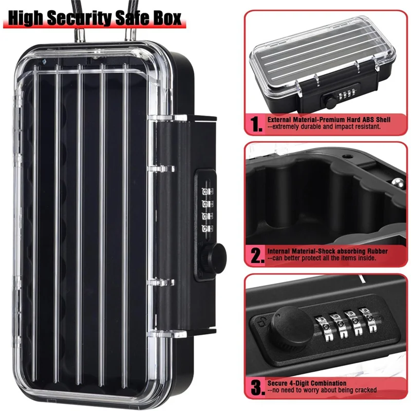 A29F-Lock-Box, Telefon-Lock-Box, Sicherheitsschloss-Box, transparenter wasserdichter Reise-Safe für den Außenbereich, Passwort-Strandbox