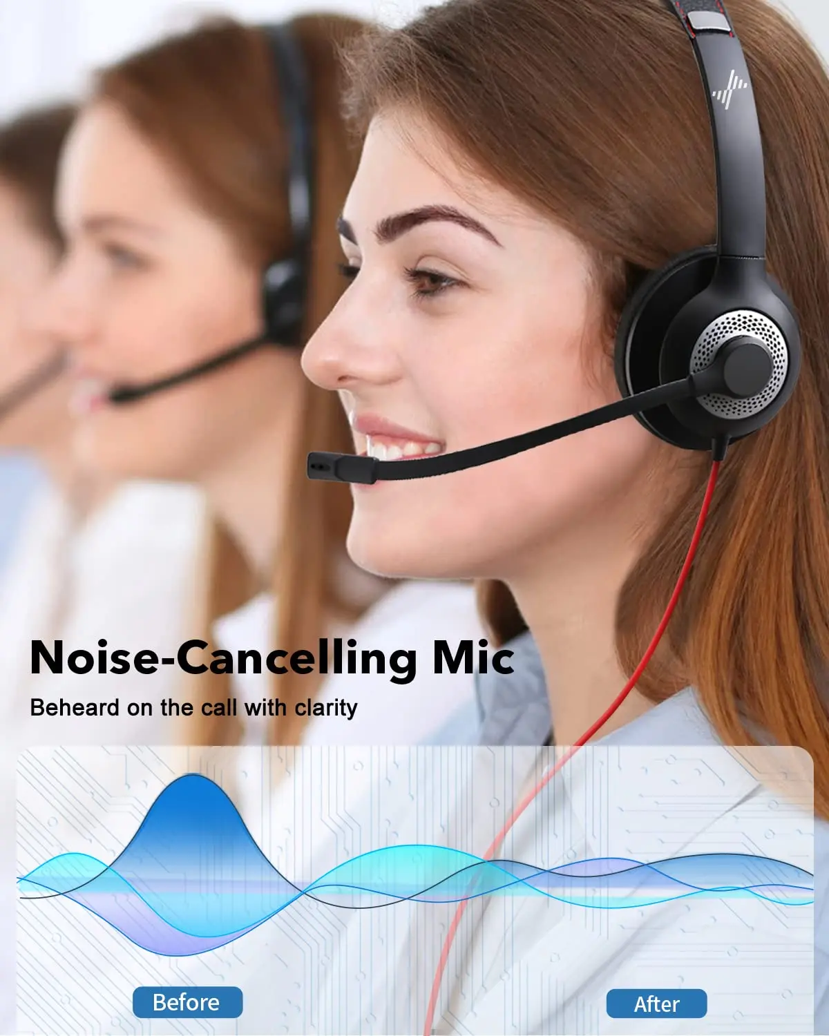 USB Headset with Mic for PC On-Ear Computer Laptop Headphones with Noise Cancelling Microphone in-line Control for Home Office