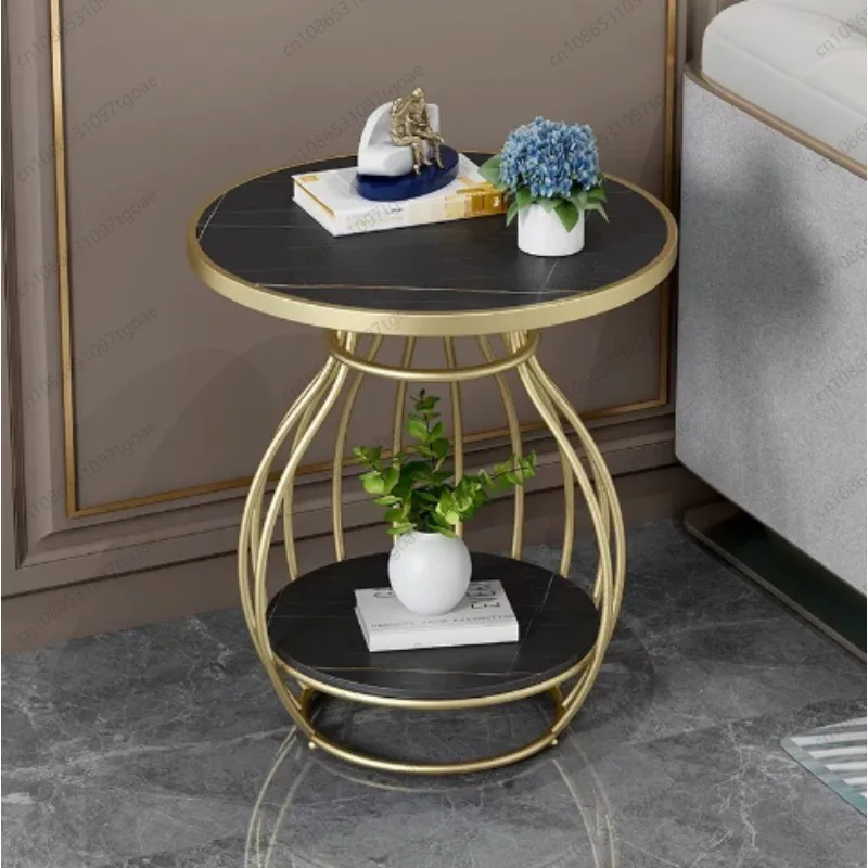 Light Luxury Rock Slab Side Table Round Coffee Table Bedside Table For Hotel Homestay Living Room