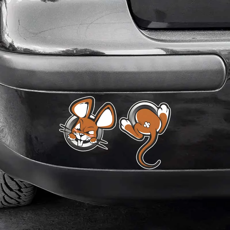 2 PCS Funny Mouse Car Stickers Waterproof Vinyl Decals Auto Body Window Bumper Decor Motorcycle Helmet Stickers TM164