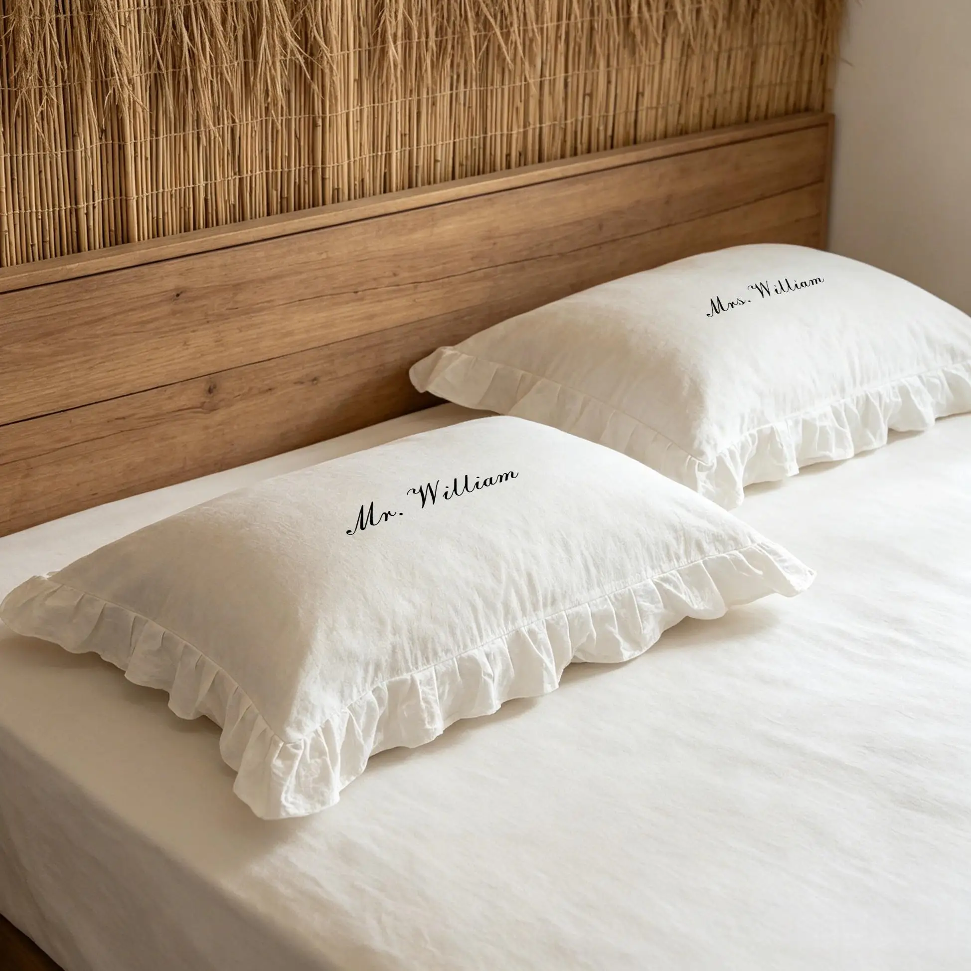 2 Embroidered Name Pillowcases, Custom Personalized Embroidery, Customizable with Any Font, Best Embroidered Wedding Decorations, Bridal Party Room Decoration Gifts, Custom Embroidered Wedding Banquet Items, High-End, Couple Bedroom Bedding Decoration, One-Size-Fits-All