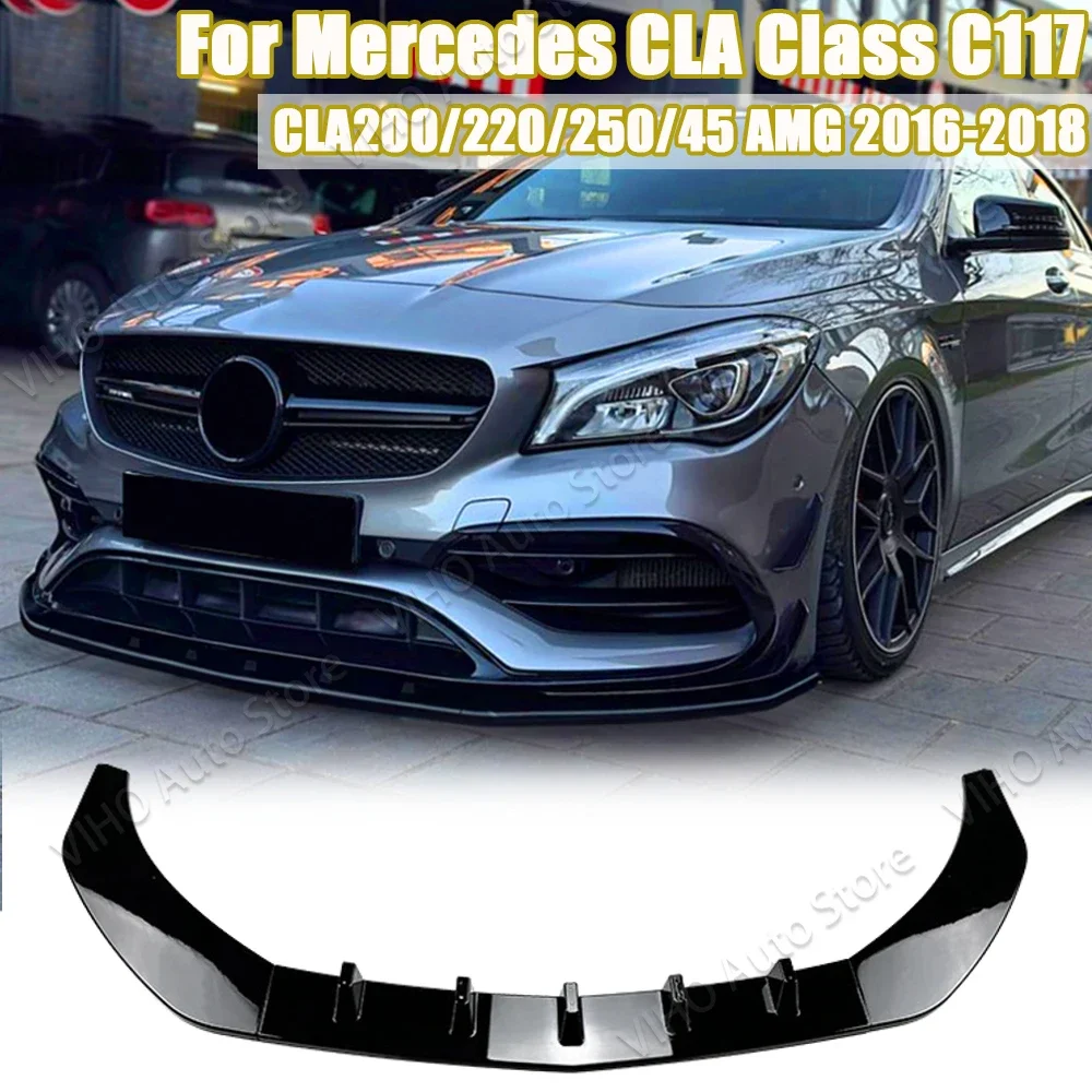 Front Bumper Lip Splitter Diffuser Spoiler For Mercedes Benz CLA Class C117 CLA200 CLA220 CLA250 CLA45 AMG 2016-2019 Facelift