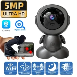 5MP Wifi Robot Camera PTZ Wireless Indoor Home Security Camera CCTV Night Vision Audio Talk Auto Tracking Indoor Baby Monitor