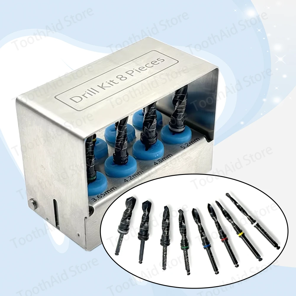 8Pcs Dental Implant Pilot Drill Kit Titanium Coated Lance Drills for Precision Osteotomy Bone Preparation