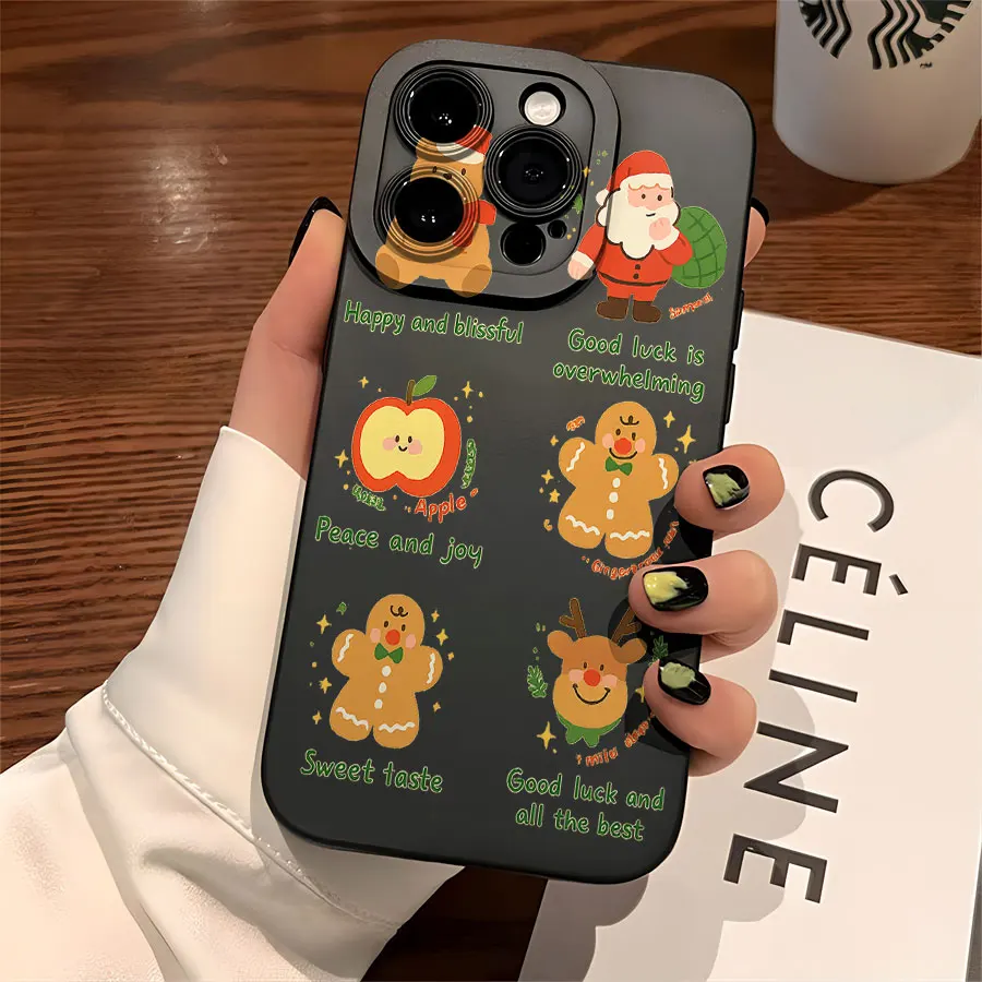 الرسوم التوضيحية الكرتونية لعيد الميلاد، حافظات هاتف منقوشة لهاتف iPhone 17 إلى 11 Pro Max Plus