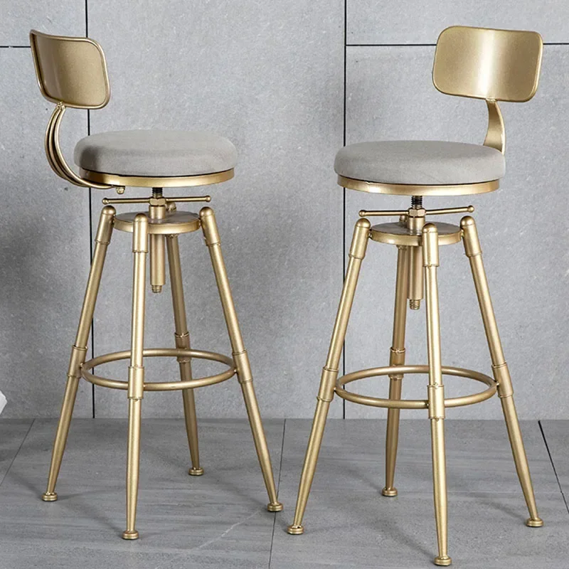 Premium Vintage Bar Chairs Premium Gold Luxury Bistro Chairs High Comfortable Bancos Para Barra De Cocina Nordic Furniture