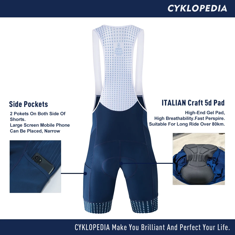CYKLOPEDIA Herren-Radtrikot-Shorts, einfarbig, Blau & Schwarz, 5D-Polsterung, Mountainbike-Shorts, High-End, atmungsaktiv, für Outdoor, eng anliegende Radhose – Detail 8