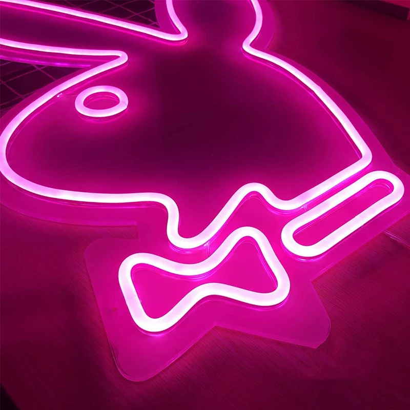 Bunny Backboard Night Neon Sign Light Led Red Rabbit 40cm Acrylic Wall Hanging Home Decor Easter Ornament Bar Lights Neon Sign