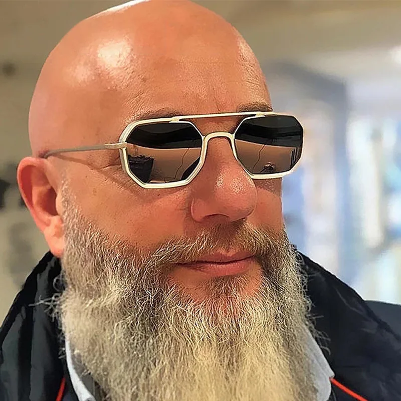 

2022 Vintage Small Square Polygon steampunk Sunglasses For Men New Fashion Alloy Silver Gray Driving Sun Glasses Women Shades