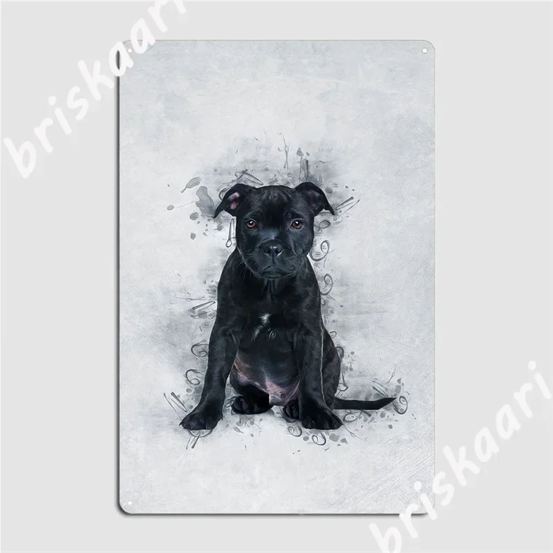 Staffordshire Bull Terrier Metal Sign Create Wall Mural Plaques Home Tin Sign Poster