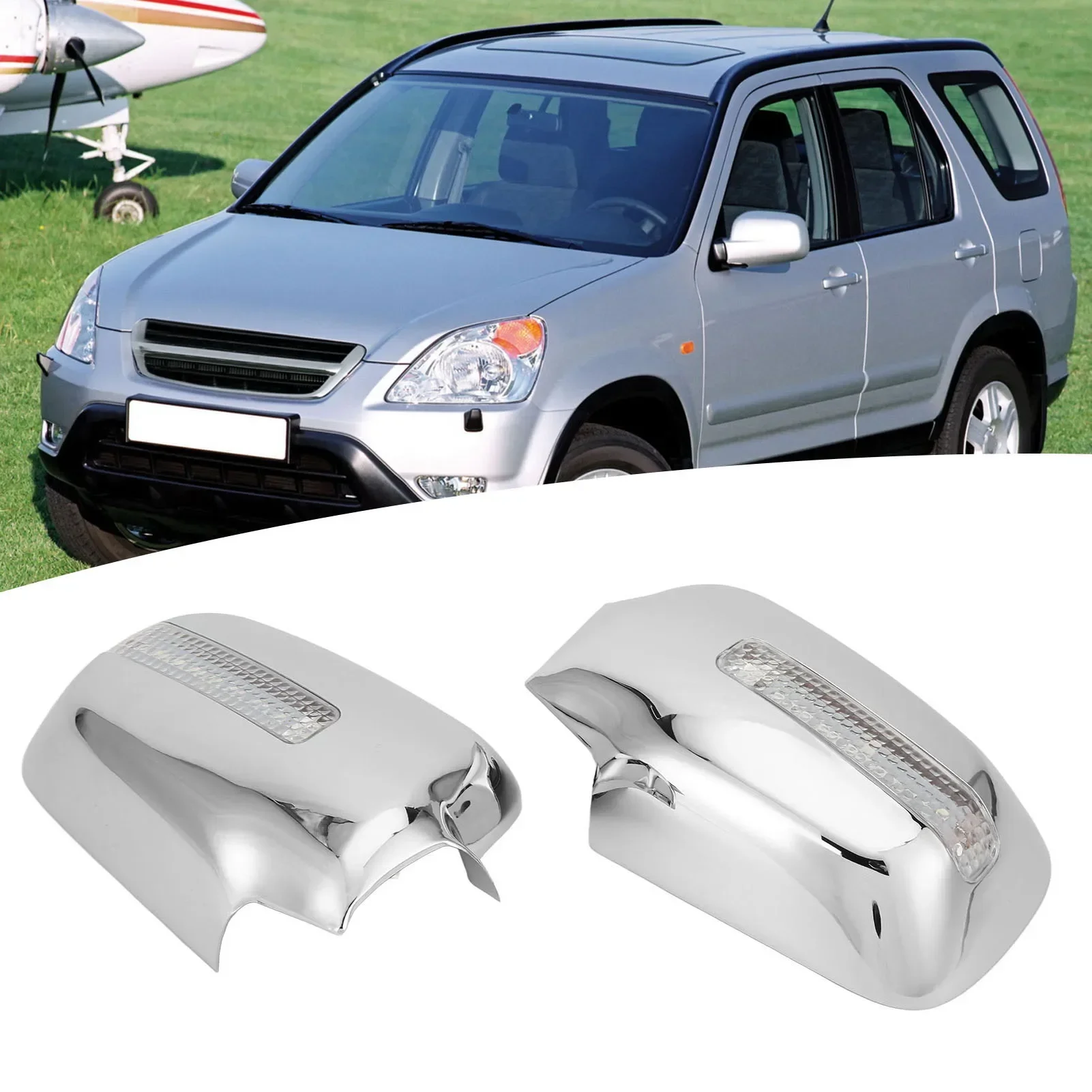 1 Pair fo ABS Chrome with LED Light Car Side Rear View Mirror Cover Trim Shell For Honda RD4 RD9 CR-V CRV 2002-2006