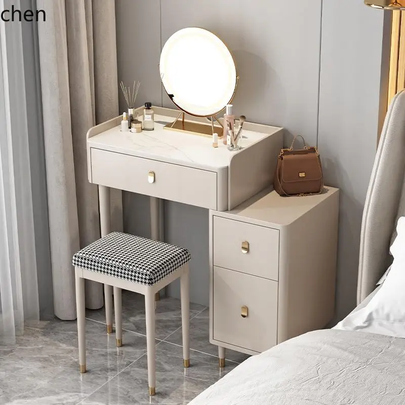 

LXC simple modern solid wood paint dresser bedside table bedroom slate narrow makeup table