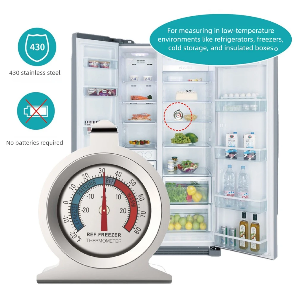 High-Temperature Resistant Stainless Steel Refrigerator Thermometer,Household Kitchen Food Thermometer,For Baking,Barbecue Grill