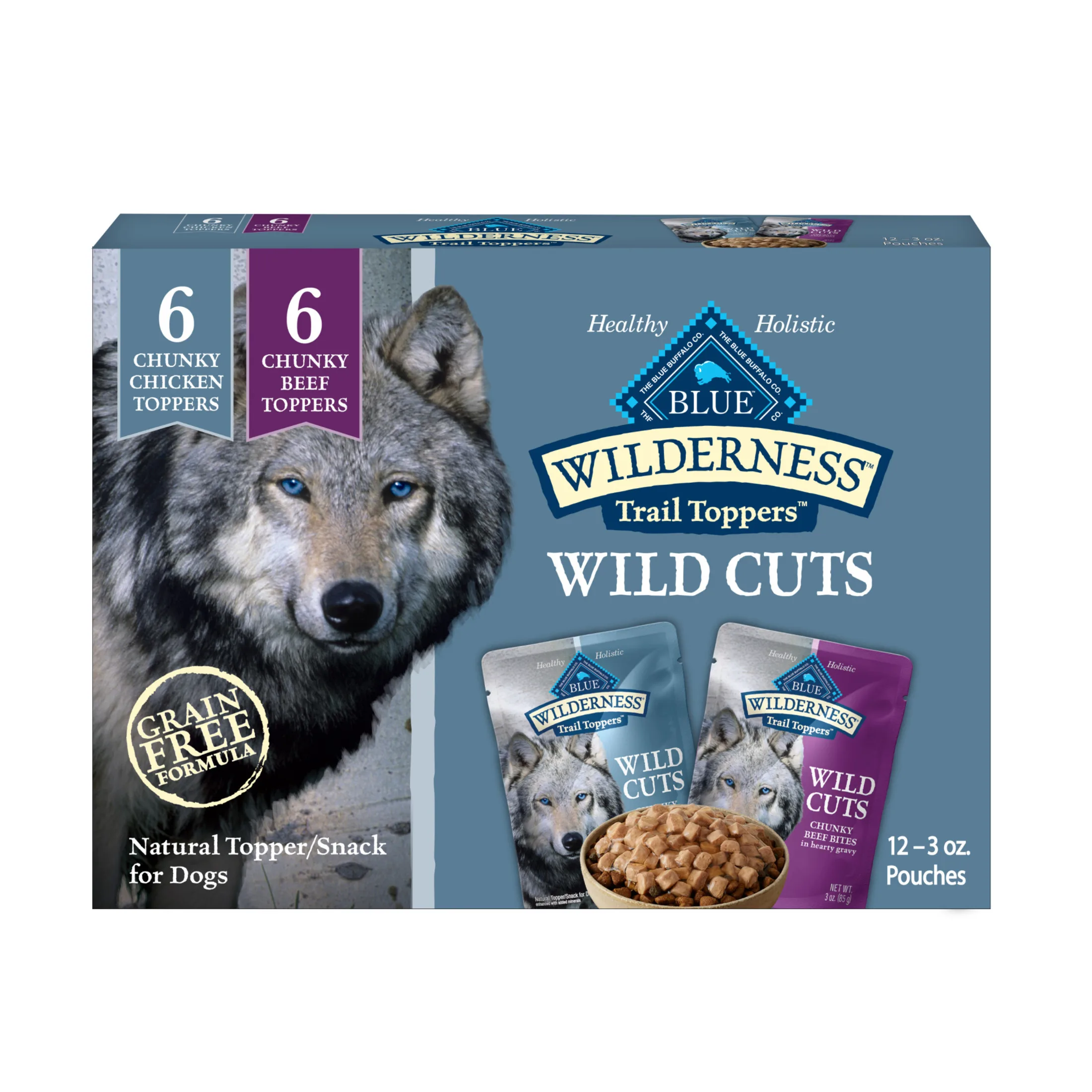 Wild Cuts Wet Dog Food Toppers Chicken Beef Flavor 3 oz Pack of 12