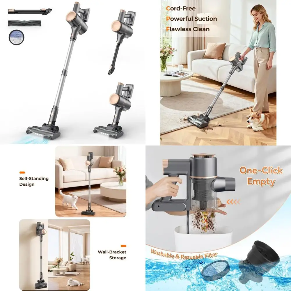 

Легкий беспроводной пылесос с сильным всасыванием, аккумулятор емкостью 2200 мАч, время работы 40 минут, самостоящийся, перезаряжаемый для домашнего пола