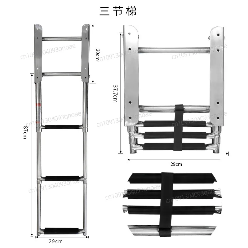 Scaletta telescopica per imbarco per barca pieghevole a 3 gradini in acciaio inossidabile 316 sotto la piattaforma