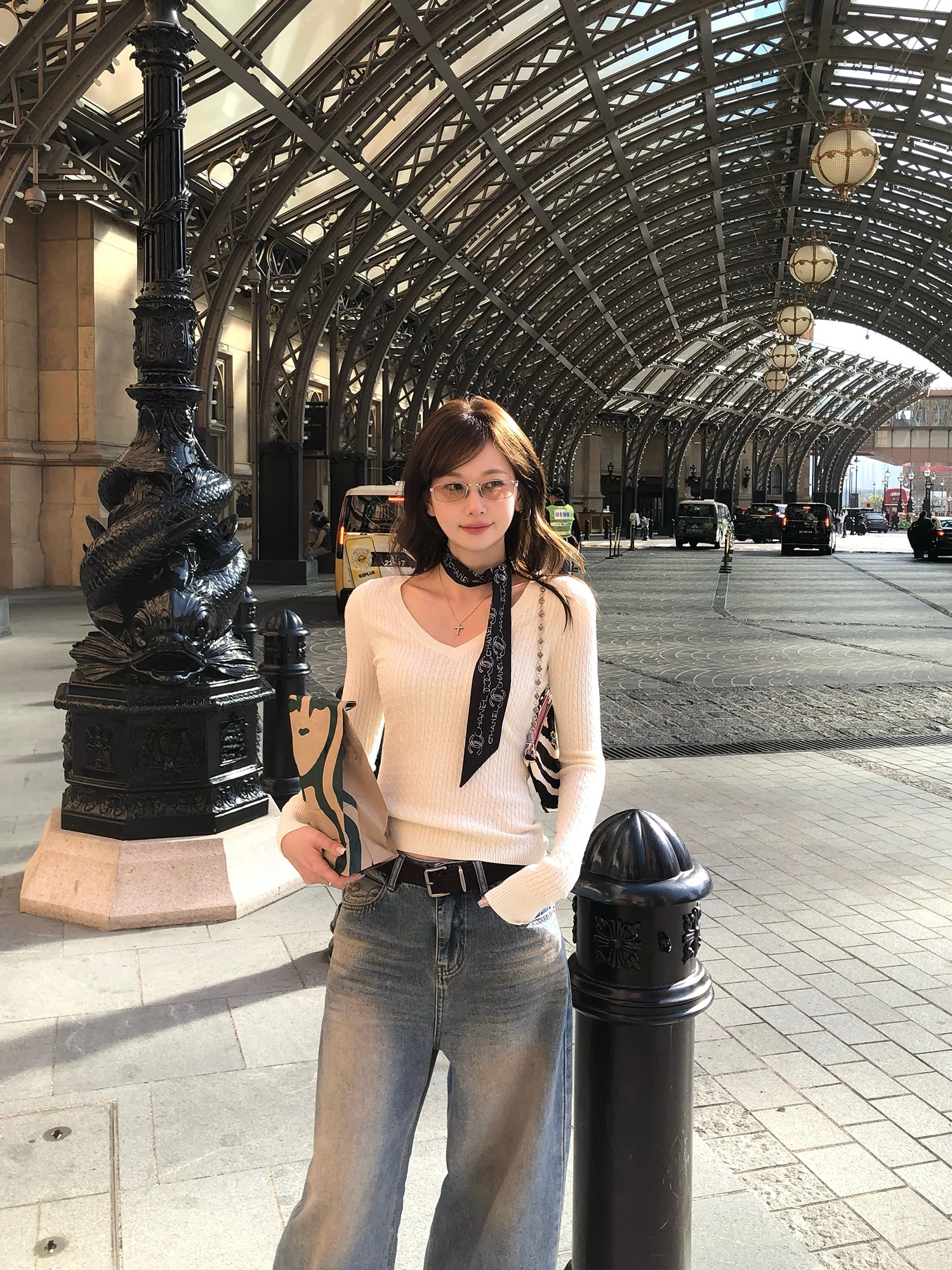 

Женский повседневный вязаный свитер Slim Fit с длинным рукавом и V-образным вырезом, из мягкой пряжи с узором «косы», новинка ранней весны, базовый слой