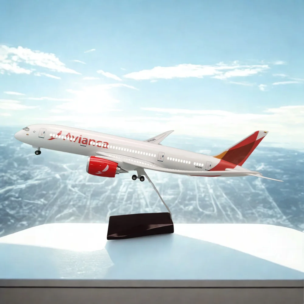 

Die-Cast Resin B787 Scale plane toy 43CM Columbia Airlines 787 Aircraft with Lights and Wheels Collection Airplane Model Kids